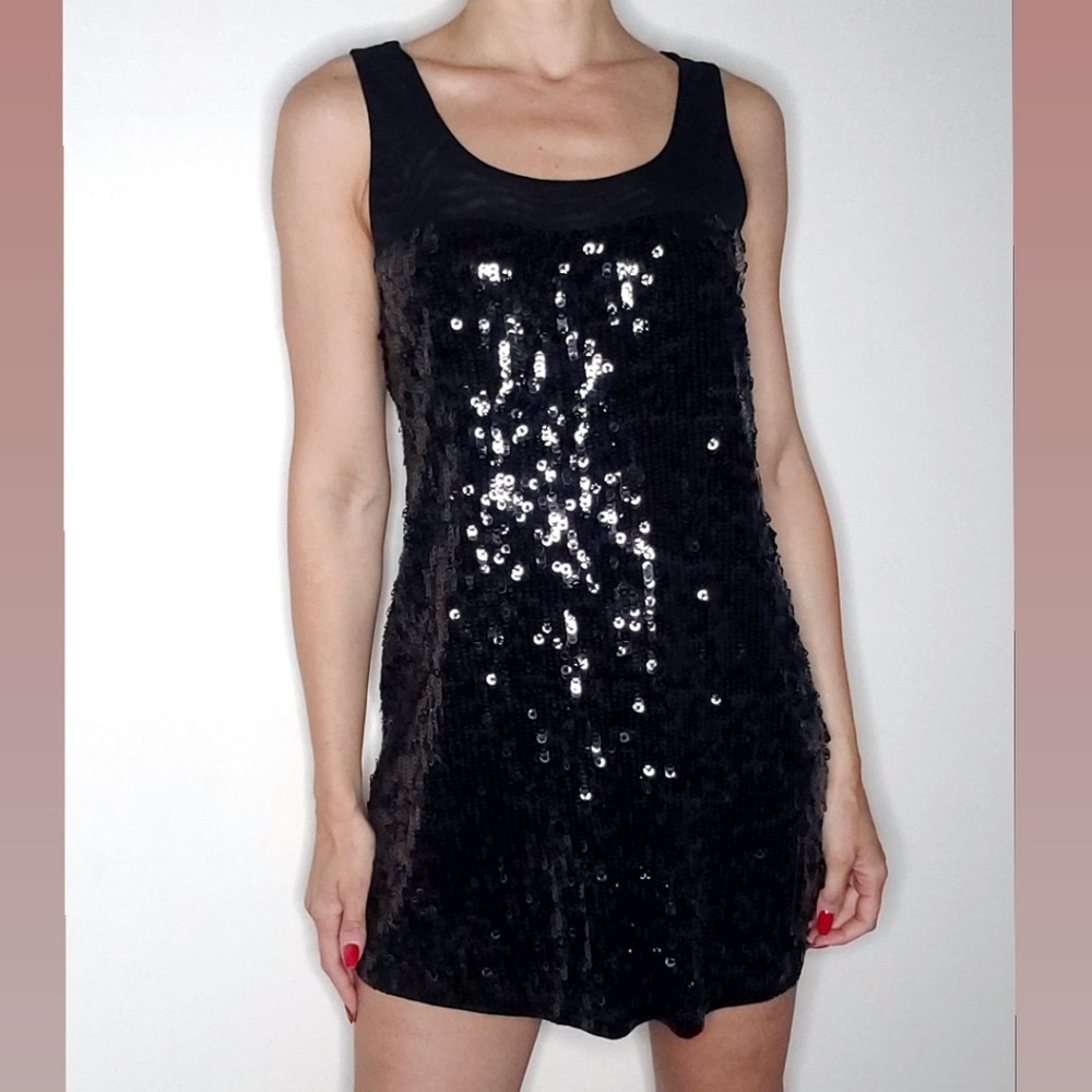 Express Black Sequin Sleeveless Cocktail Dress M